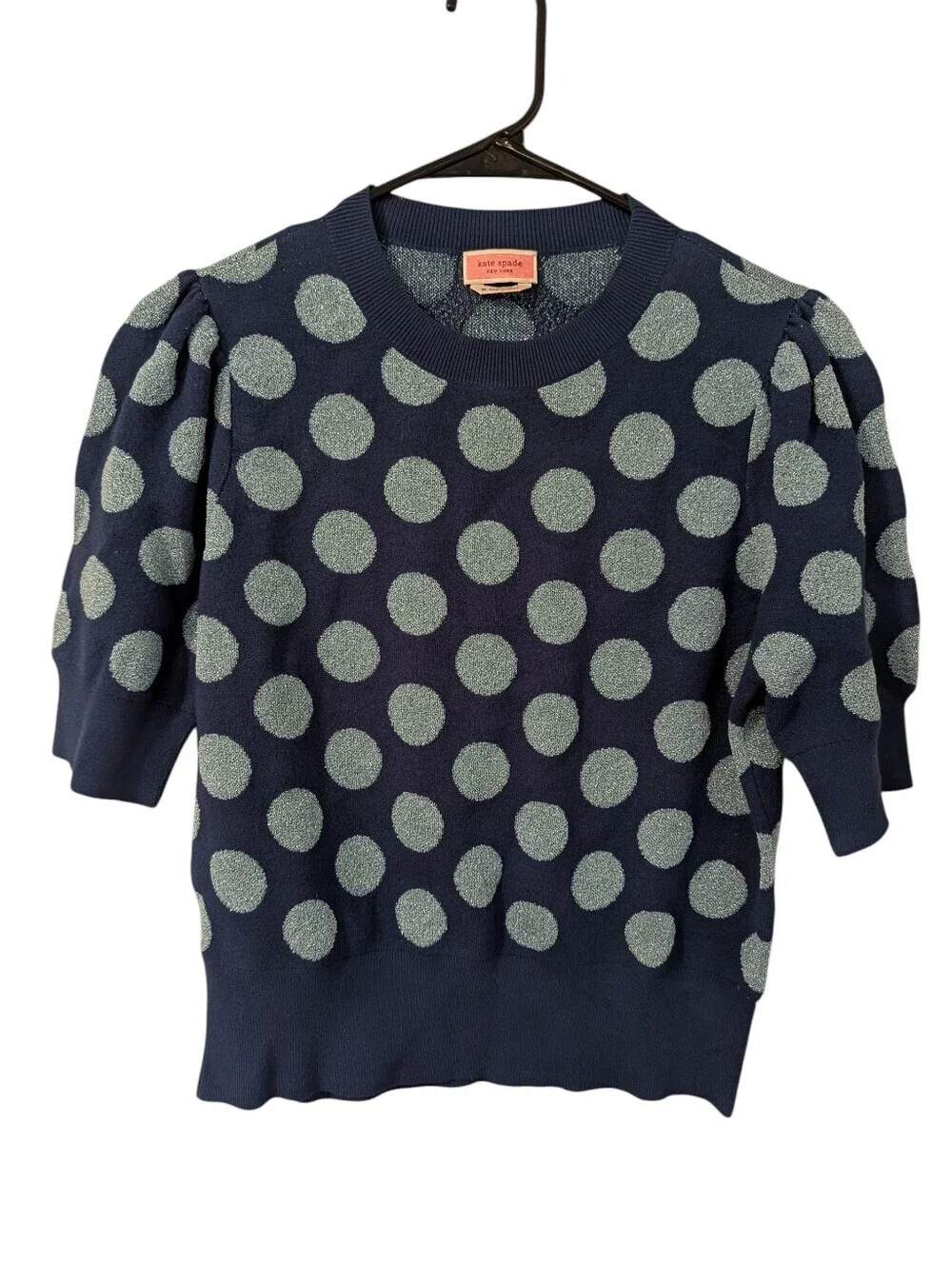 Kate Spade, Seaside Polka Dot, Short Sleeve Sweater, Size M